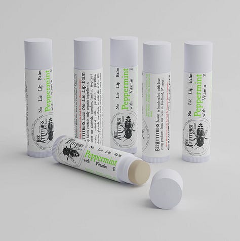 Created a 3d mockup for BeeAttitudes.buzz No Lie Lip Balm.
