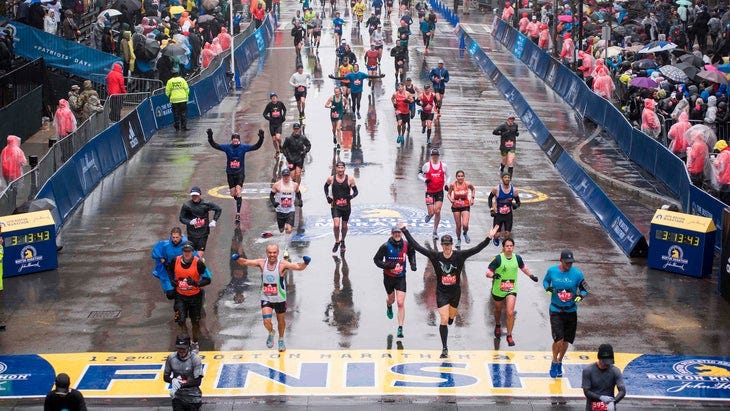 No individual triumph at the 122nd Boston Marathon could eclipse the spectacle of the event itself.