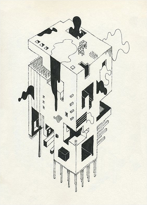 A collection of isometric art illustrations