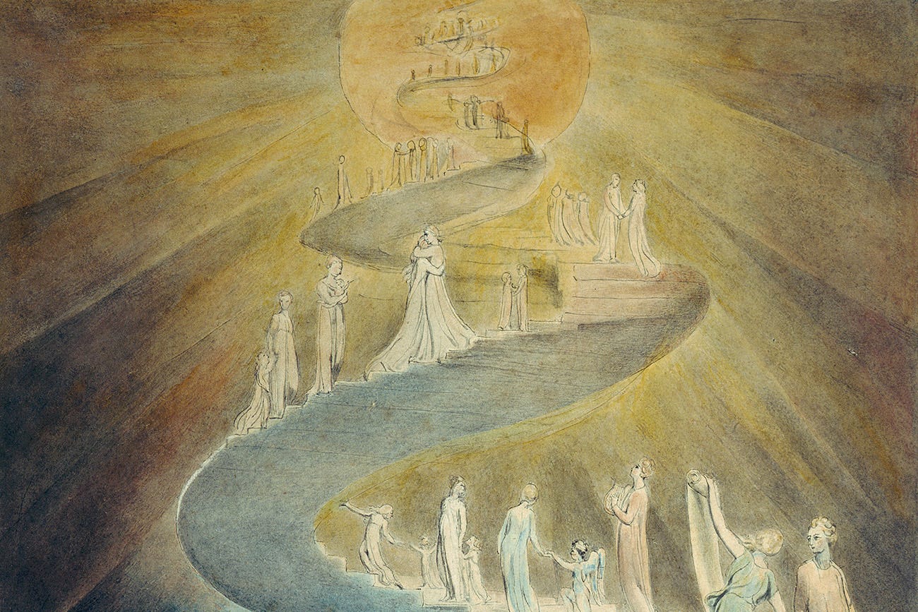 William Blake's painting *Jacob's Dream* (1805) depicts ascending and descending angels. (Public domain)