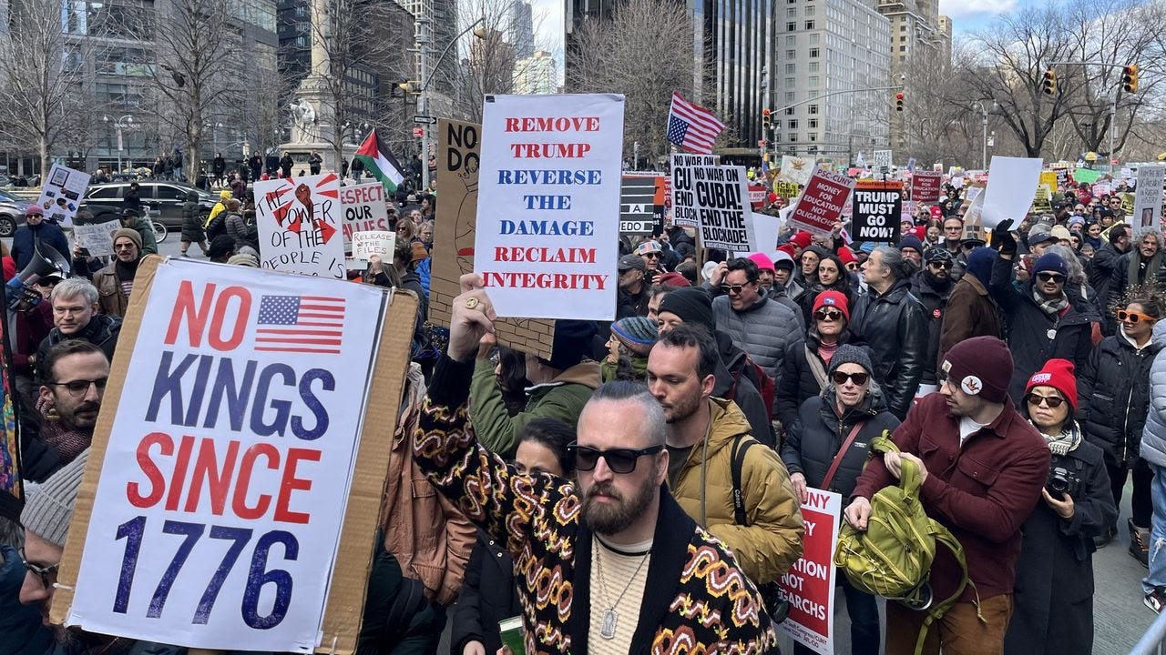 8220;No Kings8221; rally in New York City, March 28, 2026 A section of the massive 8220;No Kings8221; rally in New York City, March 28, 2026.