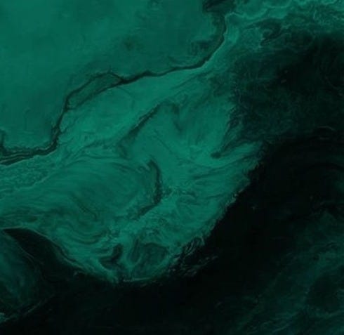 This may contain: an abstract painting with green and black colors