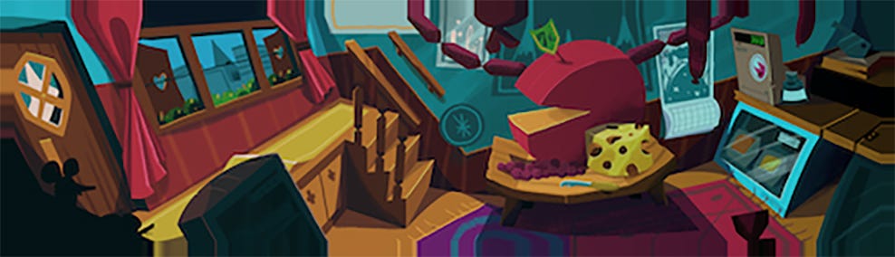 Concept art of a cheese shop. Concept art of a cheese shop.