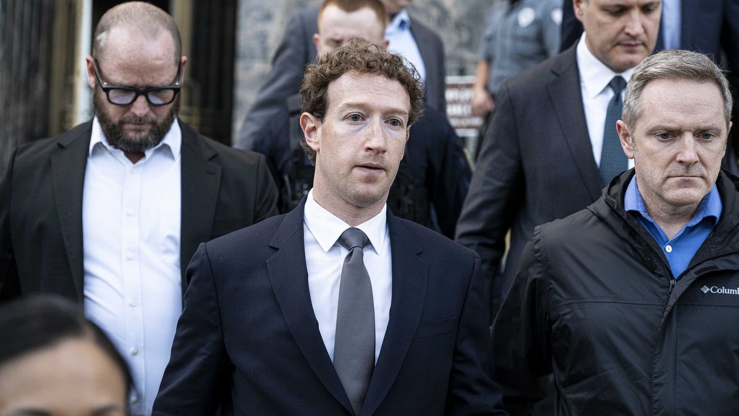 LOS ANGELES, UNITED STATES - FEBRUARY 19: Meta CEO Mark Zuckerberg leaves the Federal Courthouse in downtown Los Angeles after defending the company in a landmark social media addiction trial in Los Angeles, United States, on February 19, 2026. (Photo by Jon Putman/Anadolu via Getty Images)