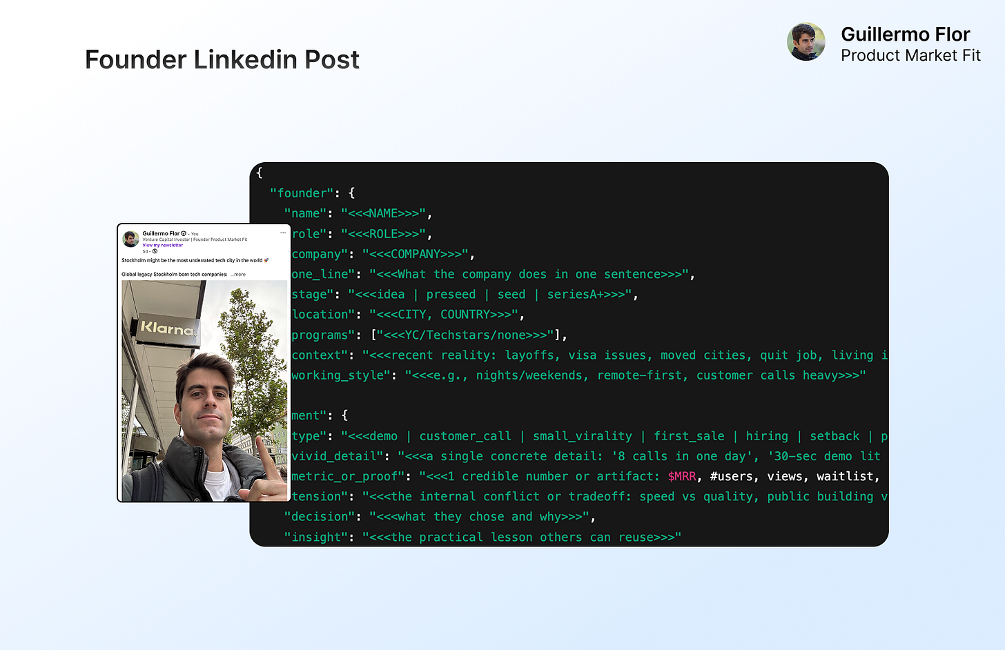 Founder Style Linkedin Post Generator by Guillermo Flor
