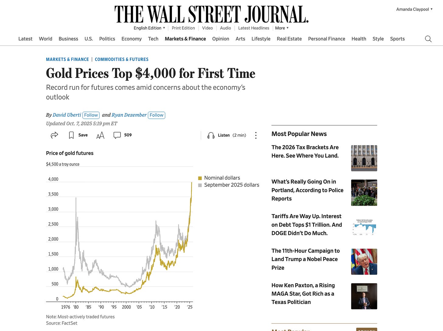 Gold prices record high