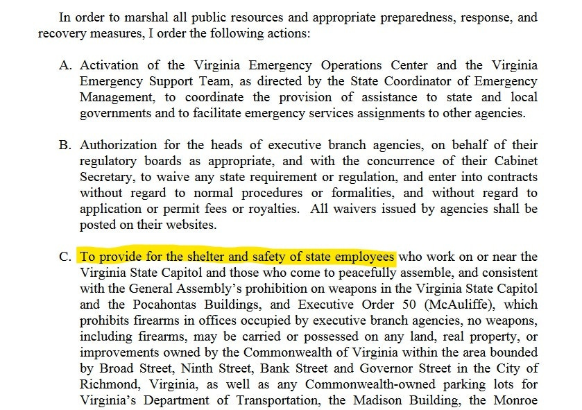 In furtherance of tyranny, Northam decrees capital is a "shelter"