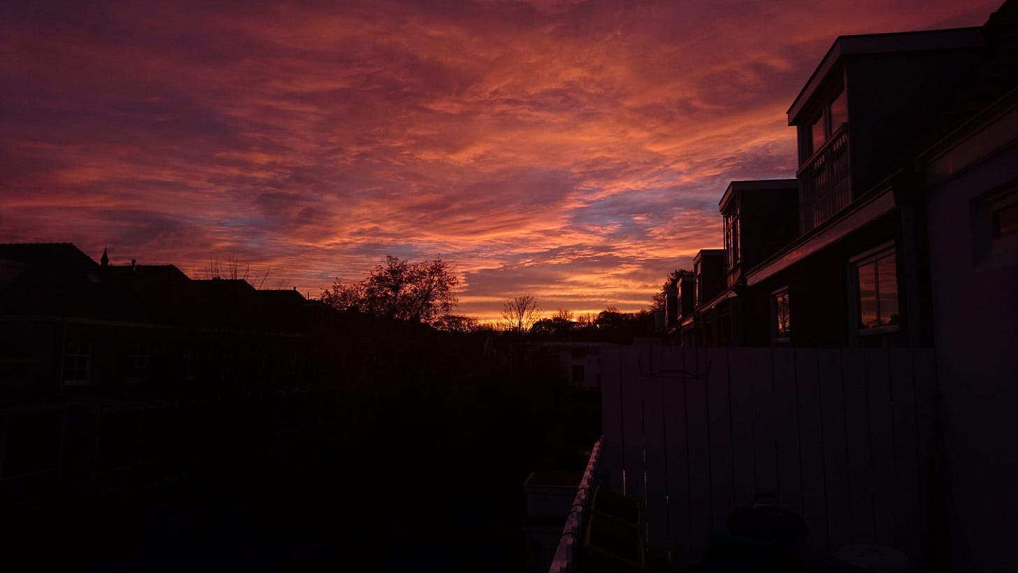 Sunset in The Hague, photo taken by the author
