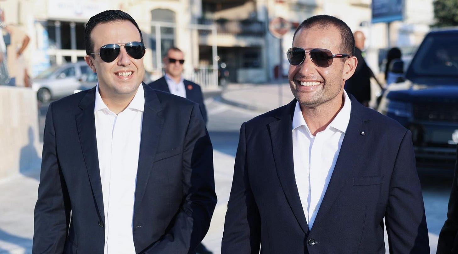 Planning Minister Clint Camilleri (left) and Prime Minister Robert Abela have put forward amendments that radically overhaul the planning system in favour of developers