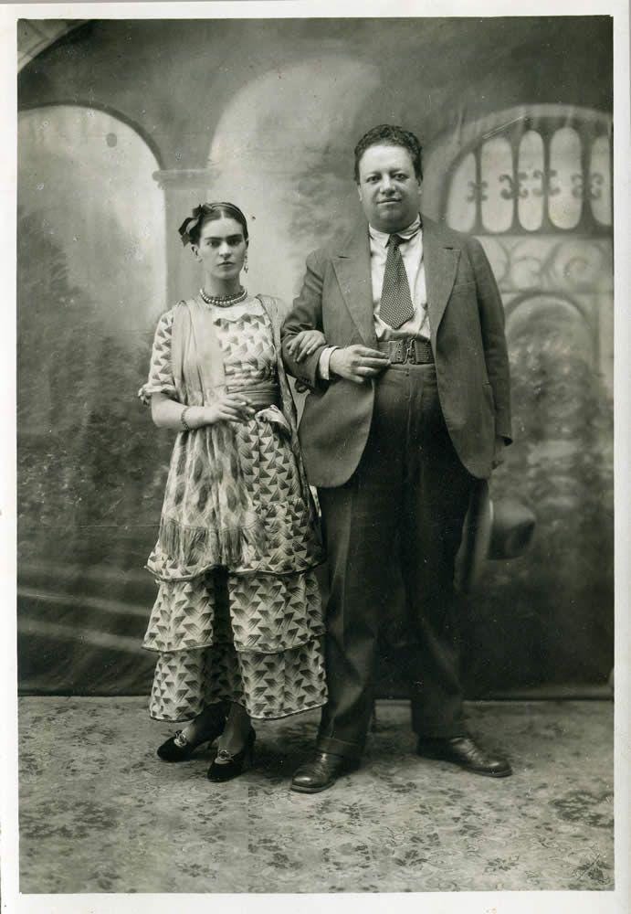 Frida Kahlo and Diego rivera,two of the most important artists of Mexico history on their aniversary photo,1930 Frida Kahlo and Diego rivera,two of the most important artists of Mexico history on their aniversary photo,1930