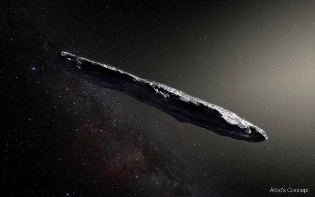 An artist's impression of what the interstellar object in the Solar System could be An artist's impression of what the interstellar object in the Solar System could be