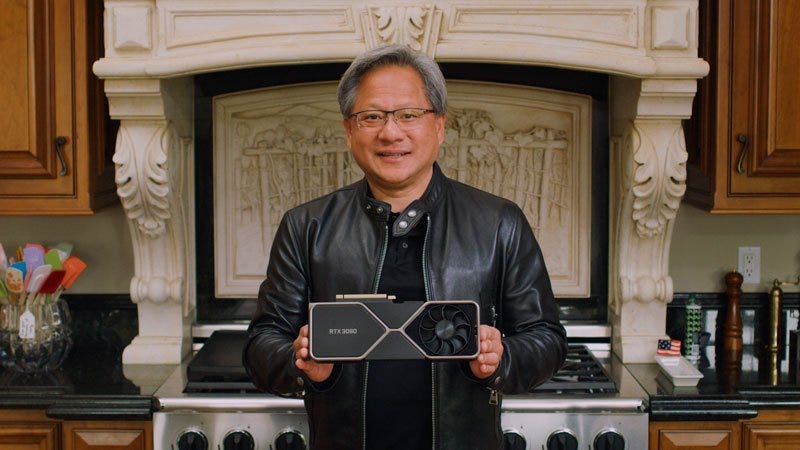 CEO da Nvidia segurando a RTX 3090