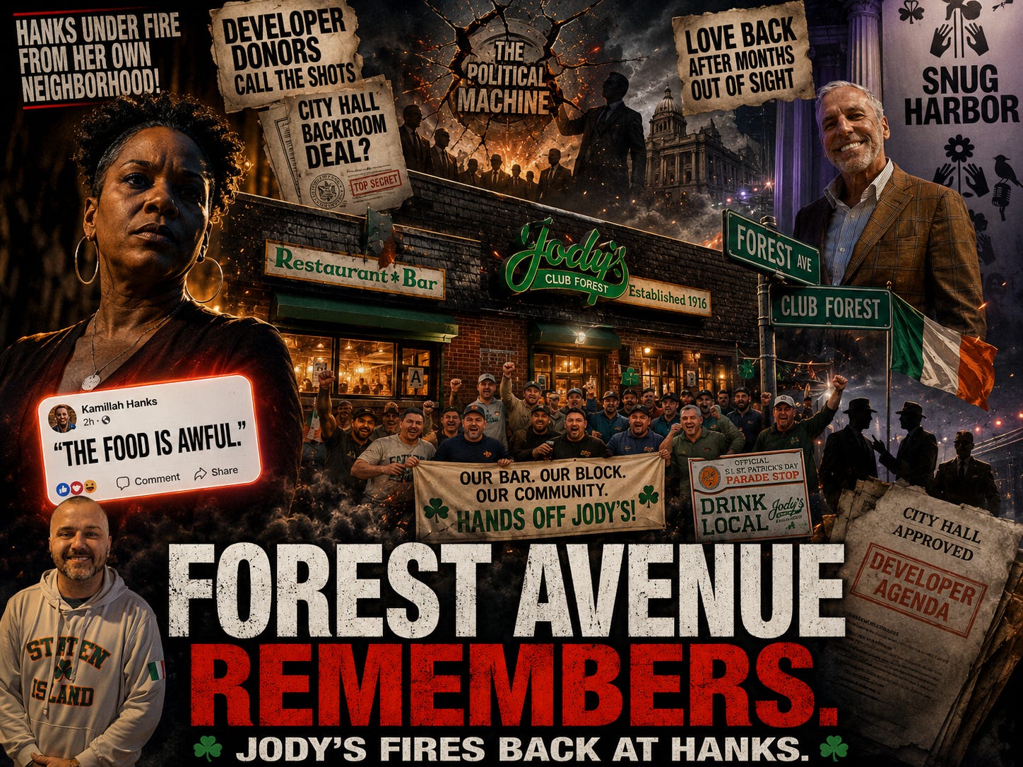 Hanks’ Irish Problem: SI Pol faces backlash after Jody’s Club Forest responds to her reported swipe at the 50-year Staten Island institution.