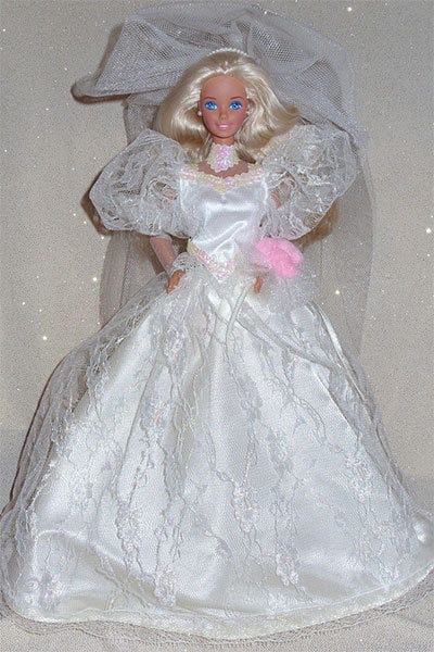 barbie wedding dress 90s Barbie 1861 MIB 1992 Romantic Bride Blonde Doll  Sell4Value