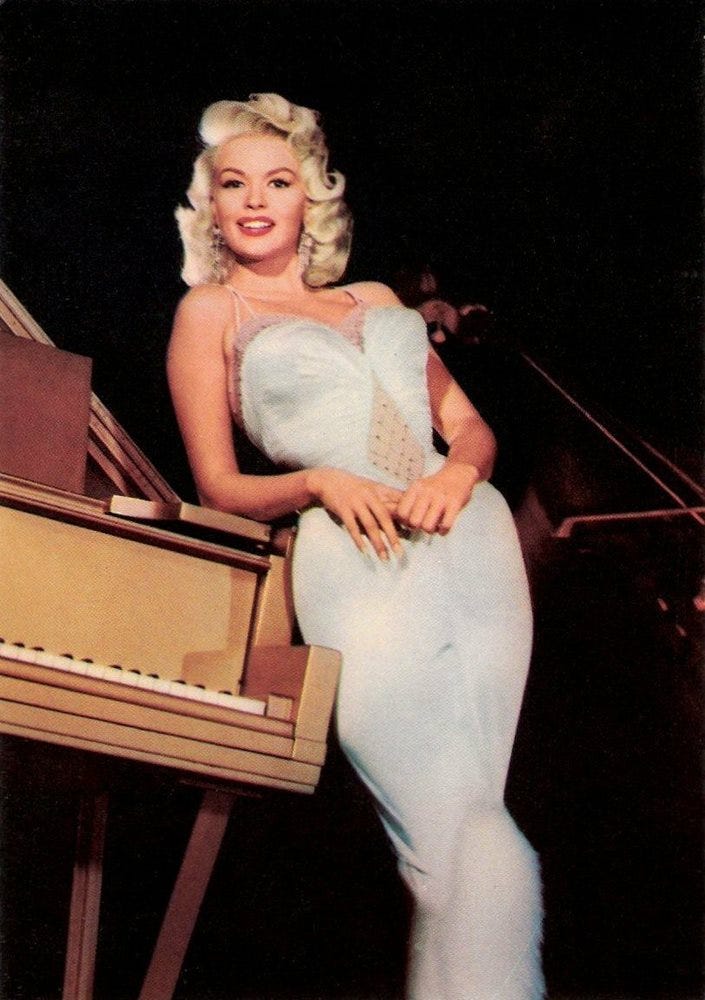 Jayne Mansfield Posing White Dress 8x10 Photo Print