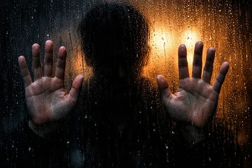 A hand pressing against glass, symbolizing the futility of trying to change patterns at the conscious display level