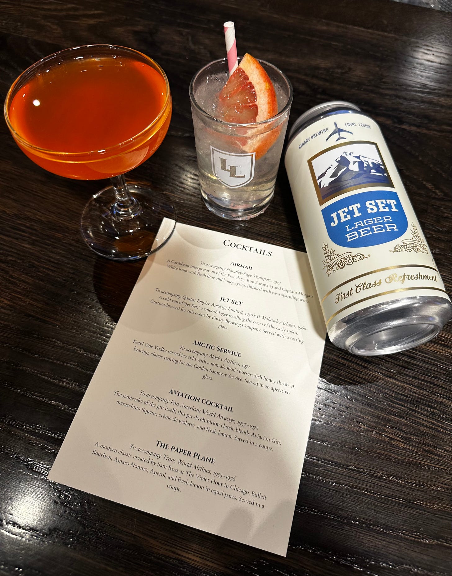 Cocktails at the “Greatest Airline Meals of the 20th Century” dinner at PDX. Cocktails at the “Greatest Airline Meals of the 20th Century” dinner at PDX.