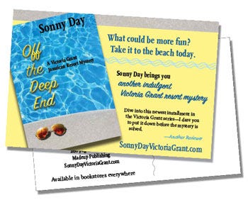 Postcard example of book promotional materials.
