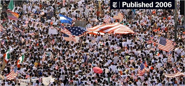 Immigrants Take to U.S. Streets in Show of Strength - The New York Times