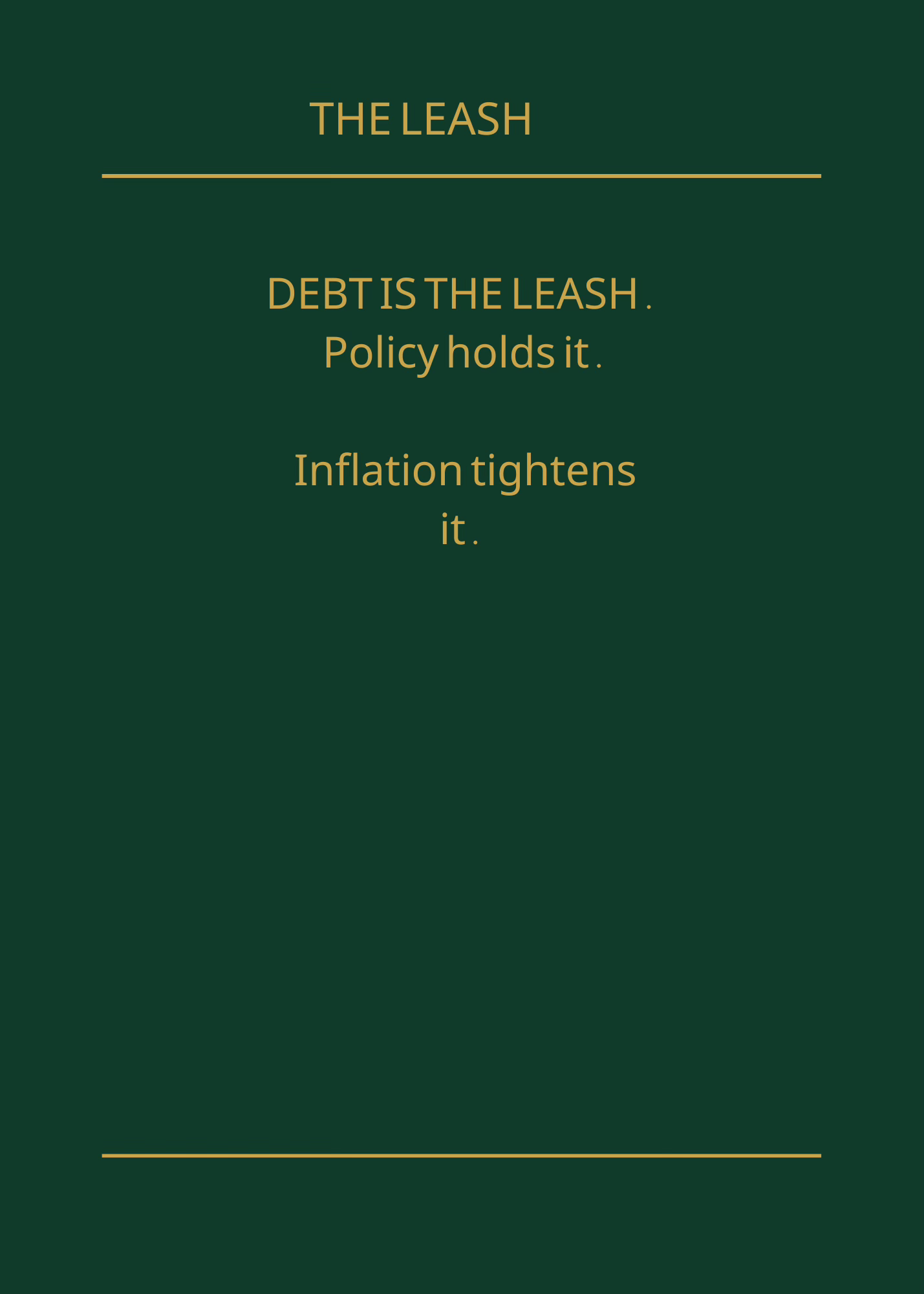 Debt is the leash. Policy holds it. Inflation tightens it.