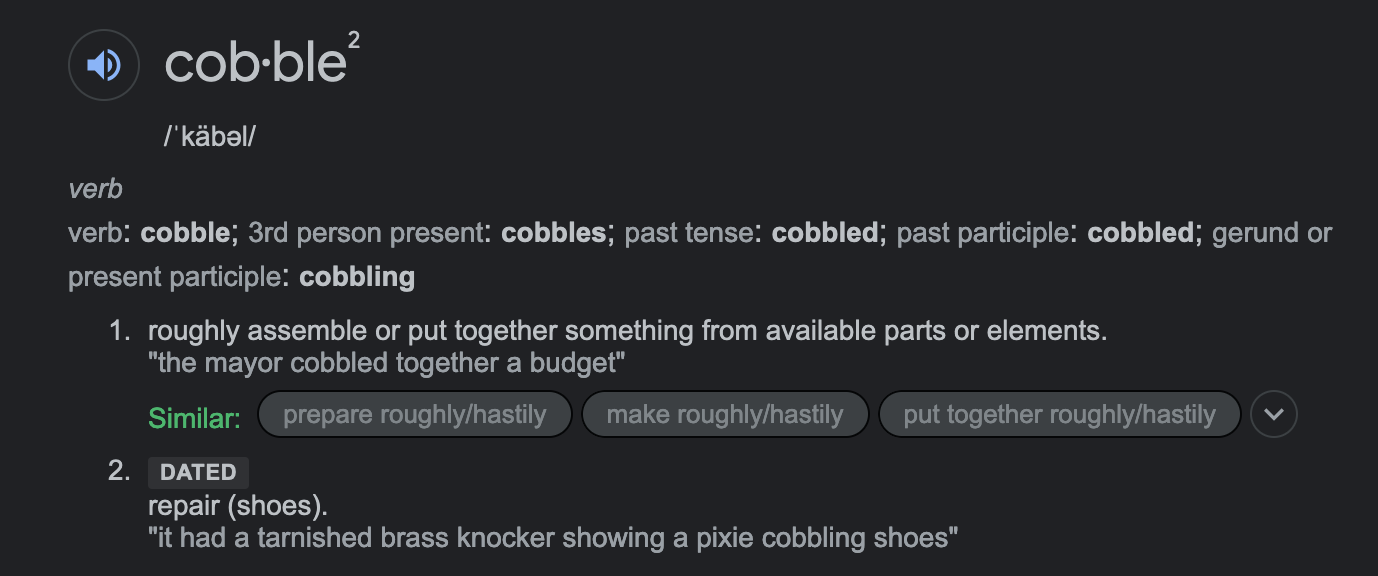 definition of the verb "cobble"