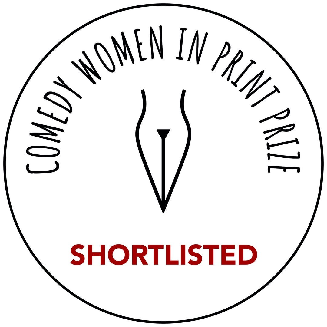 May be a graphic of text that says 'NOMEN IN PRINT ወቶክ COMEDY PRIZE SHORTLISTED'