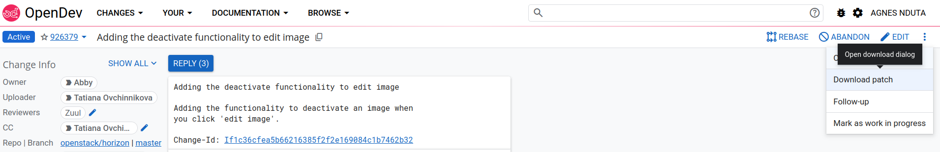 downloading a patch from Gerrit