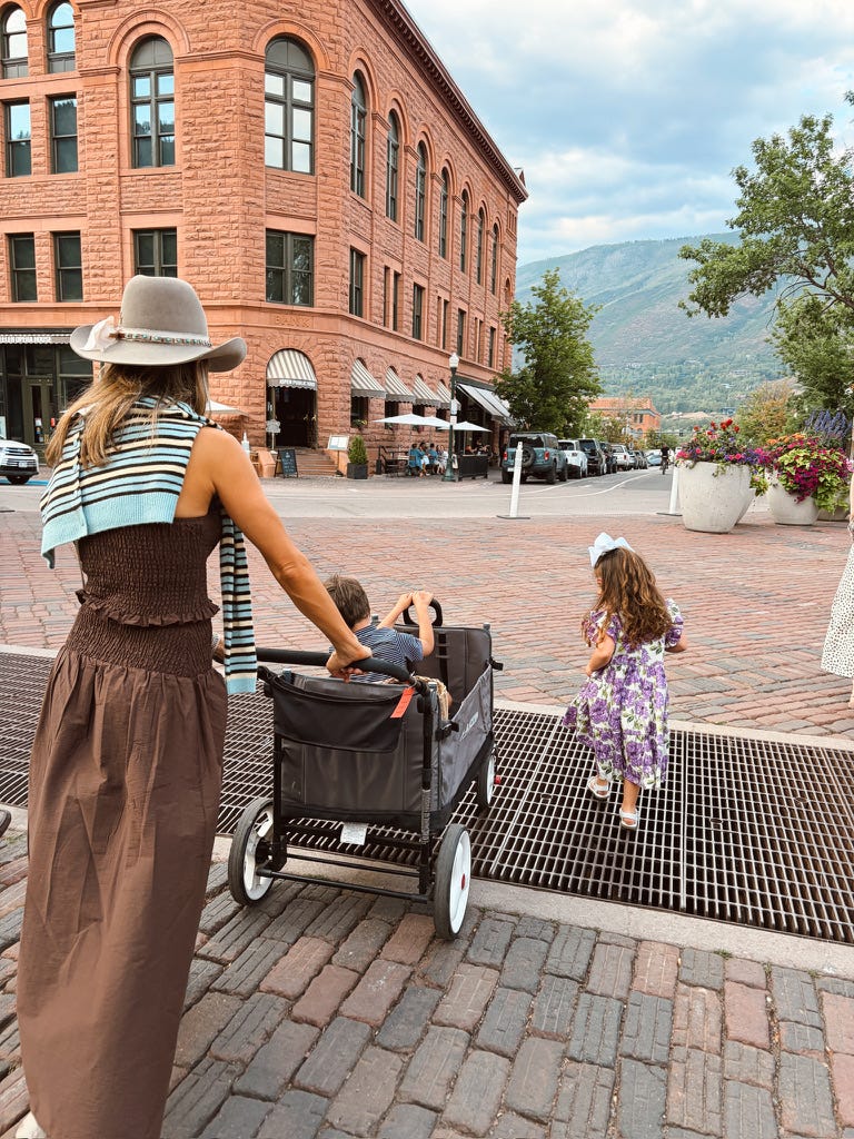 brighton butler aspen summer with kids aspen summer outfit with cowboy hat