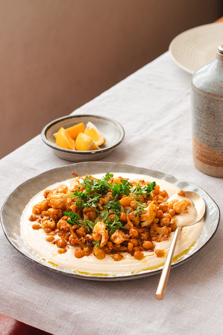 Roast Cauliflower Wedges / Paprika Chickpeas & Cauliflower