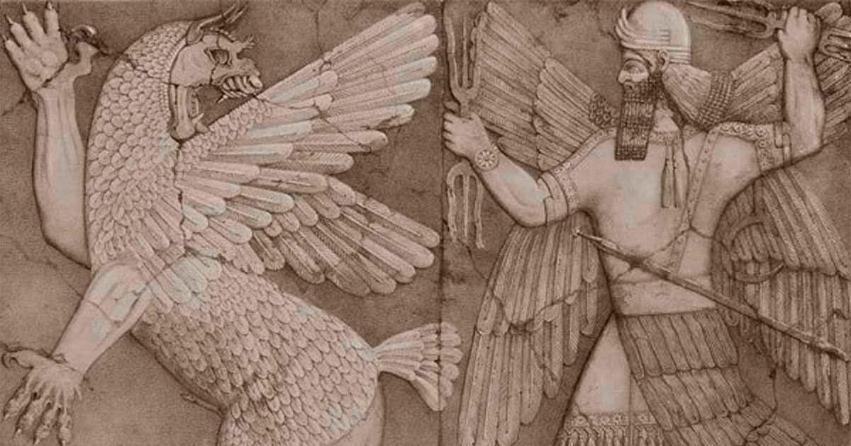 Sumerian chaos monster and sun god. Source: Public Domain Sumerian chaos monster and sun god. Source: Public Domain