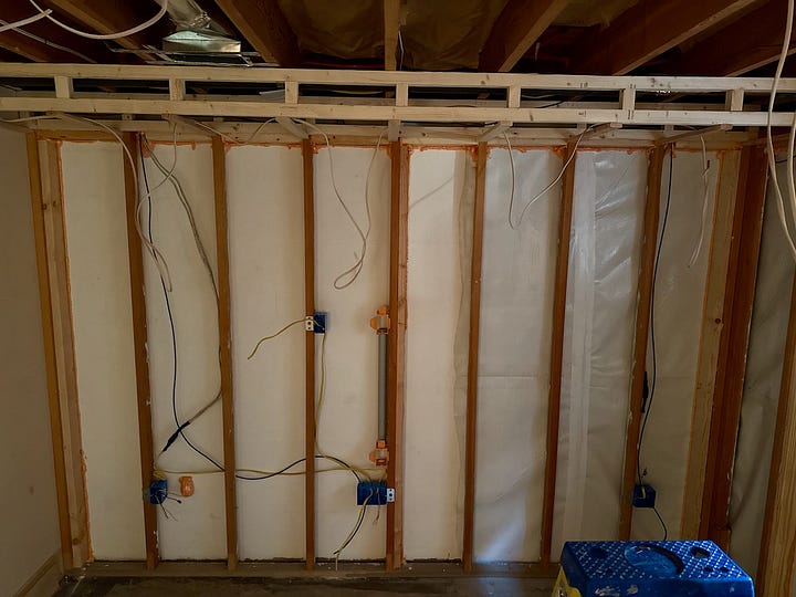 Photos of open walls that show where cables and other electrical wires run.