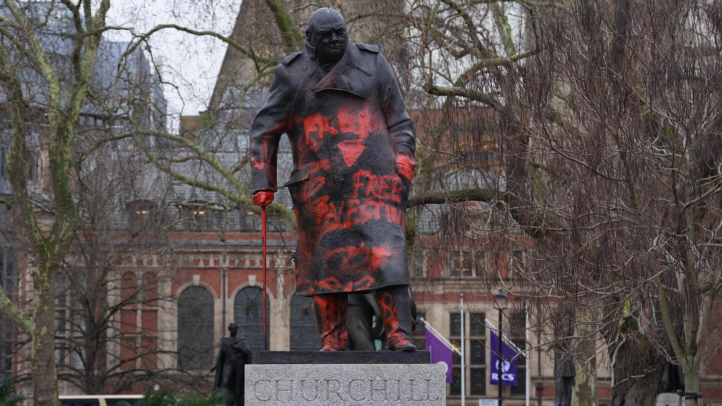 Man denies criminal damage over Winston Churchill statue graffiti