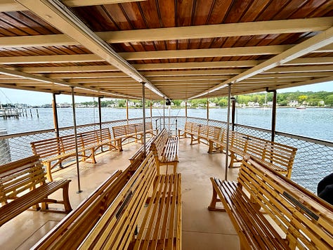 ticket, boat, cruise, water, sky, river