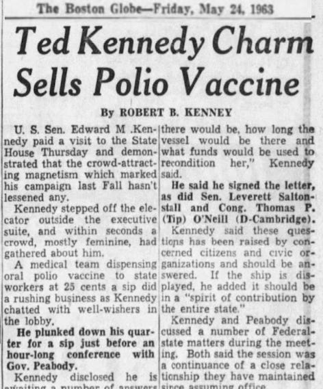 Ted Kennedy helped get kids polio vaccines and a generation later, Robert F. Kennedy, Jr is working to take them away…