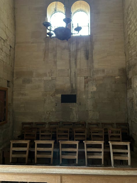 The Saxon Church of St Laurence. Exteroir and interior shots, including a stone alter and font. Outside is a Roman coffin. Images: Roland's Travels