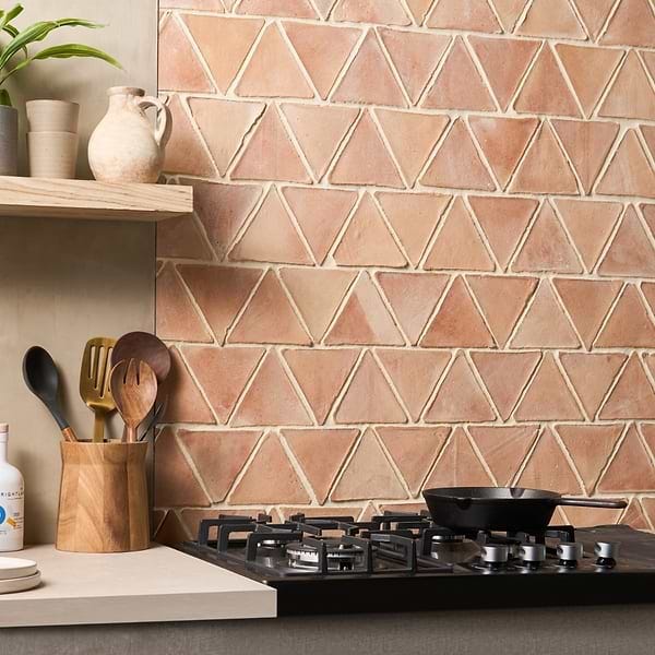 Terra Villa Presealed Genuine Terracotta Sand Beige 6" Triangle Matte Terracotta Tile in Sand Beige, View 1 Terra Villa Presealed Genuine Terracotta Sand Beige 6" Triangle Matte Terracotta Tile in Sand Beige, View 1