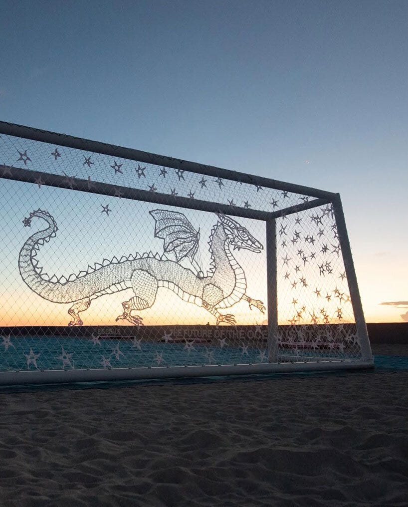 argentine artisans crochet soccer nets into monumental artworks on miami beach - 9 argentine artisans crochet soccer nets into monumental artworks on miami beach - 9