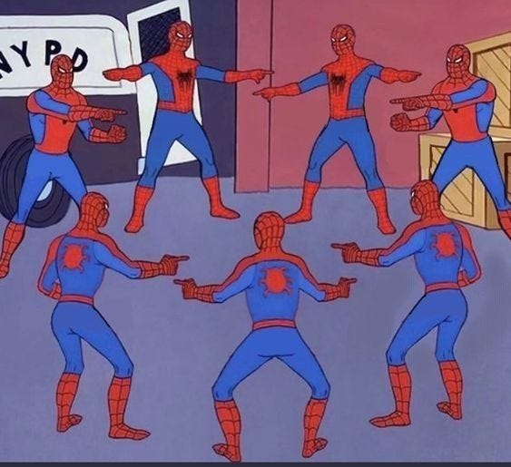 Meme Spiderman Same: Spider Man Pointing Scene Blank Template | Mezuniyet  fotoğraf çekimi, Marvel filmleri, Sketchbook çizimi