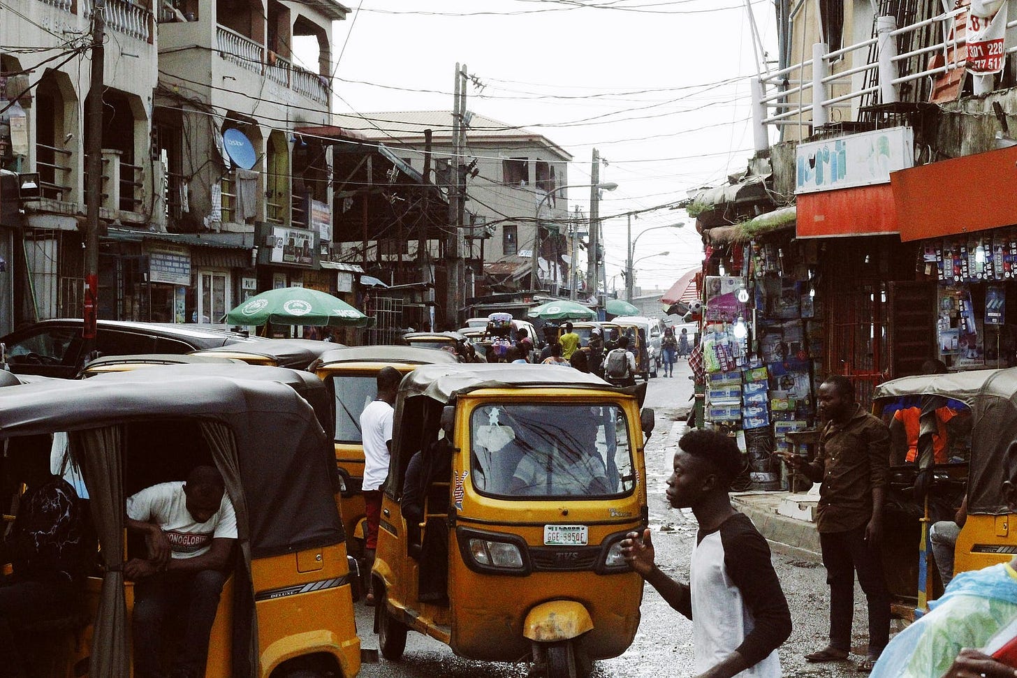 A busy city street in Nigeria A busy city street in Nigeria