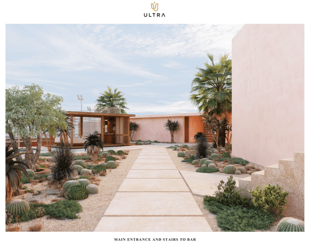 Ultra Padel Miami bar area entrance