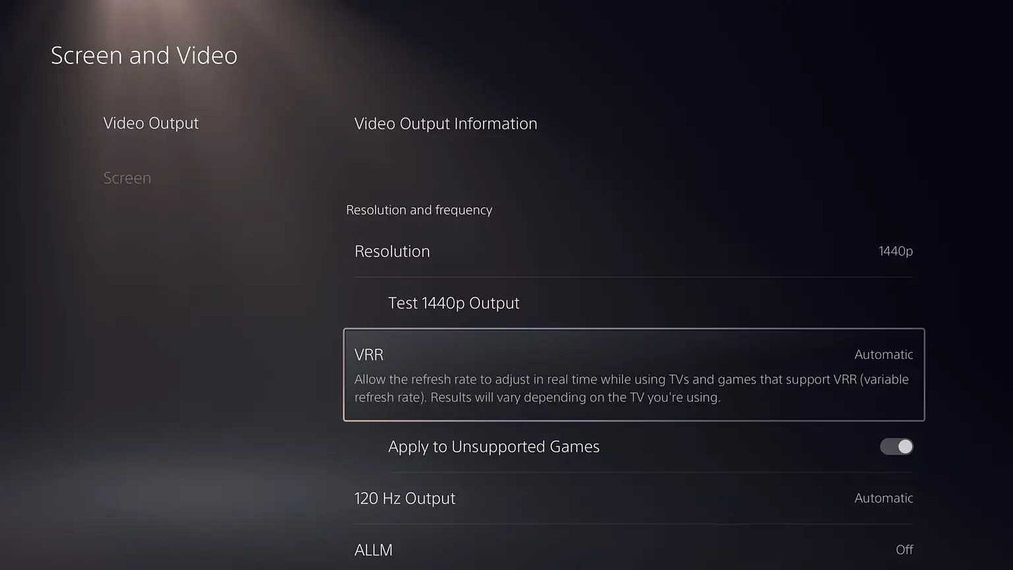 VRR options in new PS5 update VRR options in new PS5 update