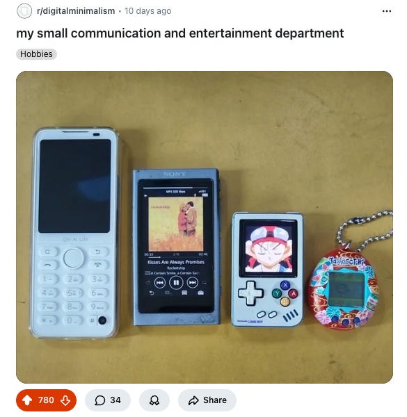 Image of older tech like a Game Boy and button-based phone