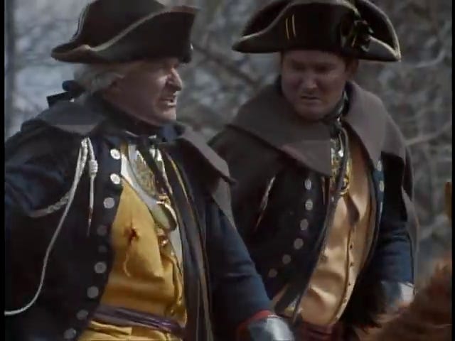 A militia man shoots Colonel Rall; the Hessians surrender; Rall is treated by Mercer.