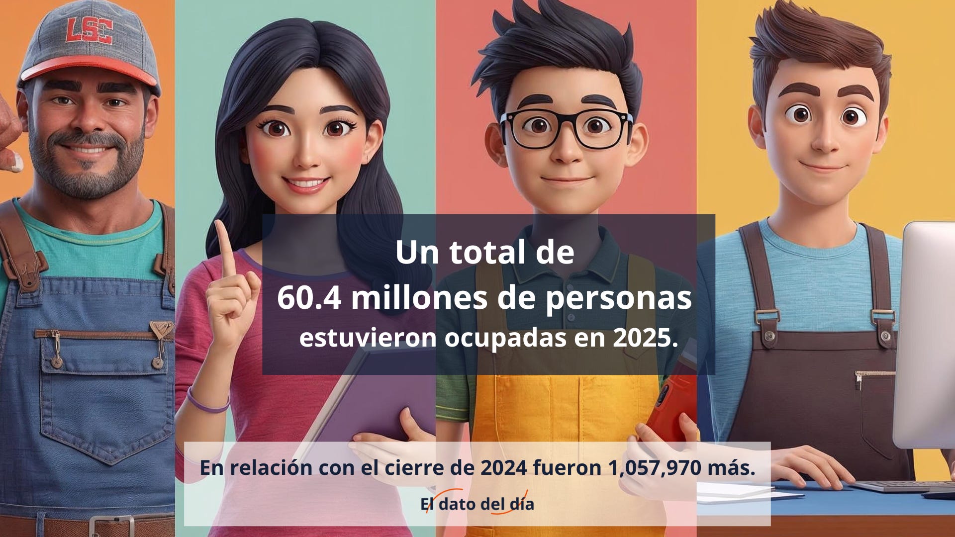 En 2025 hubo 60.4 millones de personas ocupadas.
