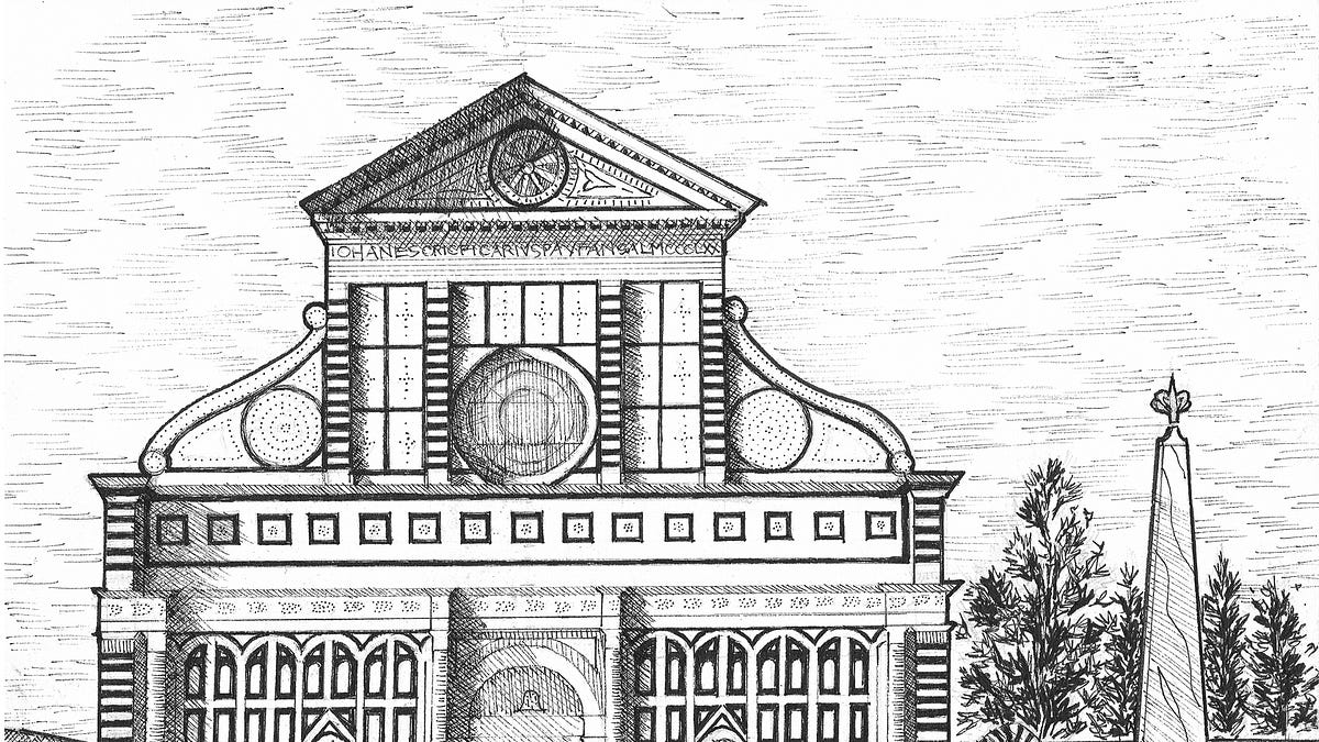 Pen illustration of Santa Maria Novella in Florence