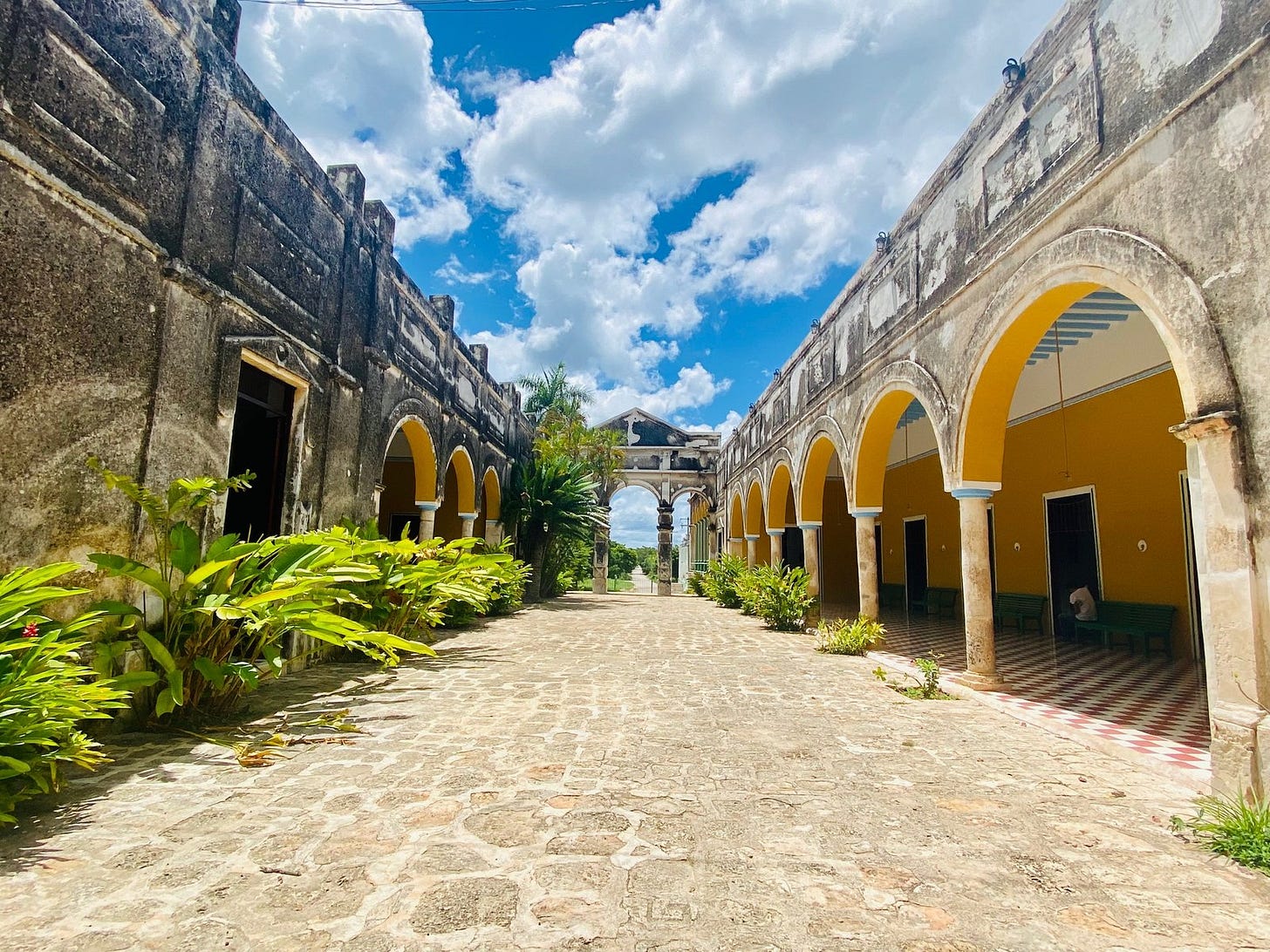 Large passageway between buildings at hacienda yaxcopoil outside of merida mexico Large passageway between buildings at hacienda yaxcopoil outside of merida mexico