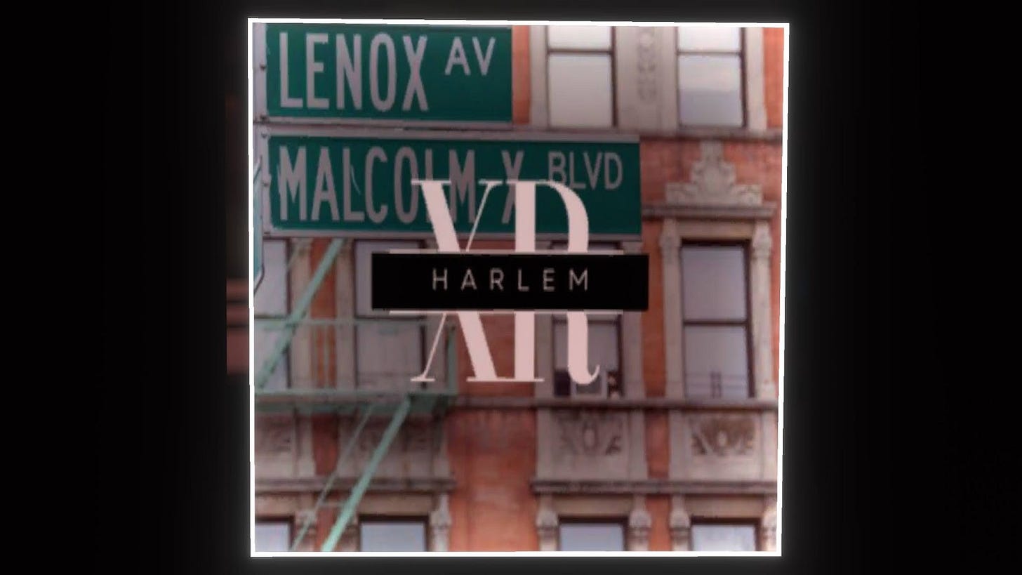 This is a poster displaying a logo for HarlemXR.
