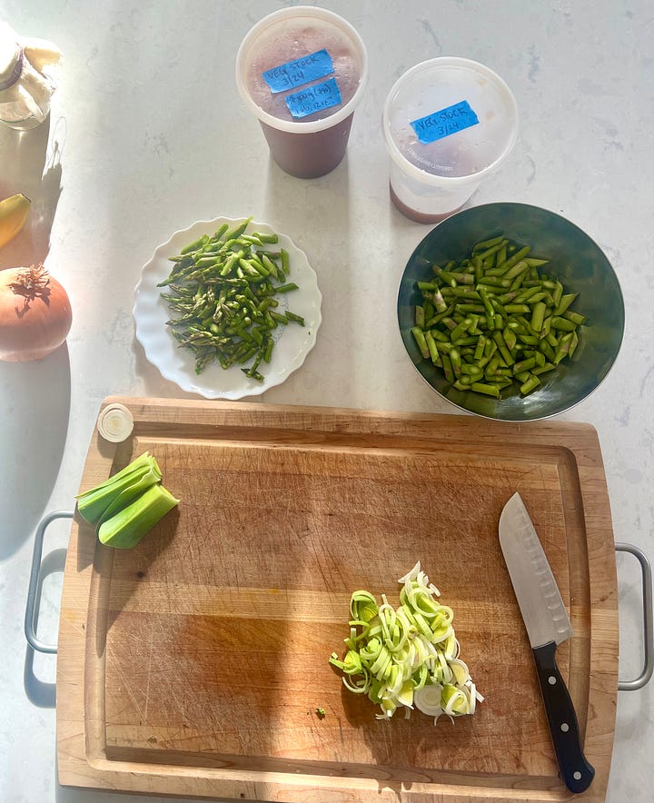 In season spring risotto preparation in the kitchen
