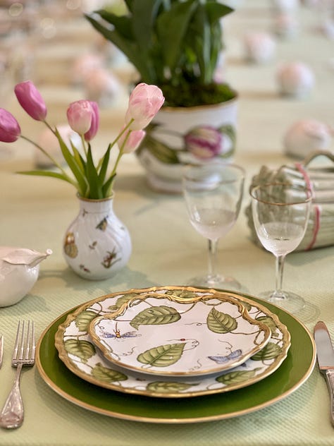 Easter Tablescapes with Herend Figurines and Anna Weatherly China