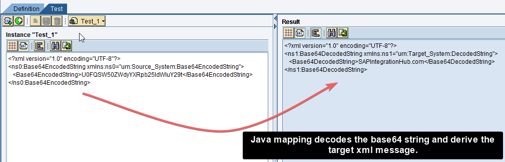 Desired message mapping from base64 java mapping in XML format in ESR. Desired message mapping from base64 java mapping in XML format in ESR.
